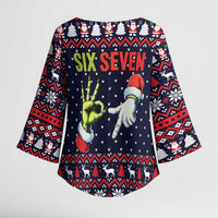 Grinch Hand Six Seven Xmas Kimono Sleeve Blouse Meme Gen Alpha Slang - Wonder Print Shop