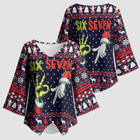 Grinch Hand Six Seven Xmas Kimono Sleeve Blouse Meme Gen Alpha Slang - Wonder Print Shop