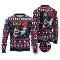 Grinch Hand Six Seven Xmas Ugly Christmas Sweater Meme Gen Alpha Slang - Wonder Print Shop