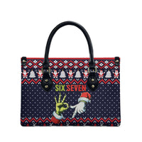Grinch Hand Six Seven Xmas Leather Bag Meme Gen Alpha Slang - Wonder Print Shop