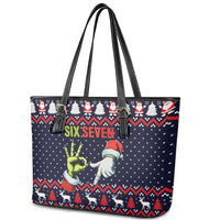 Grinch Hand Six Seven Xmas Leather Tote Bag Meme Gen Alpha Slang - Wonder Print Shop