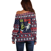 Grinch Hand Six Seven Xmas Off Shoulder Sweater Meme Gen Alpha Slang - Wonder Print Shop