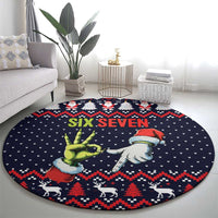Grinch Hand Six Seven Xmas Round Carpet Meme Gen Alpha Slang - Wonder Print Shop