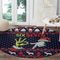 Grinch Hand Six Seven Xmas Round Carpet Meme Gen Alpha Slang - Wonder Print Shop