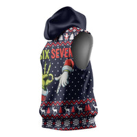 Grinch Hand Six Seven Xmas Sleeveless Hoodie Meme Gen Alpha Slang - Wonder Print Shop