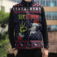 Grinch Hand Six Seven Xmas Sleeveless Puffer Jacket Meme Gen Alpha Slang - Wonder Print Shop