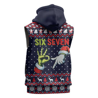 Grinch Hand Six Seven Xmas Sleeveless Zip Hoodie Meme Gen Alpha Slang - Wonder Print Shop