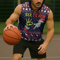 Grinch Hand Six Seven Xmas Sleeveless Zip Hoodie Meme Gen Alpha Slang - Wonder Print Shop