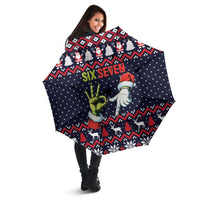Grinch Hand Six Seven Xmas Umbrella Meme Gen Alpha Slang - Wonder Print Shop