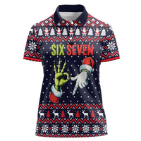 Grinch Hand Six Seven Xmas Women Polo Shirt Meme Gen Alpha Slang - Wonder Print Shop