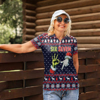 Grinch Hand Six Seven Xmas Women Polo Shirt Meme Gen Alpha Slang - Wonder Print Shop