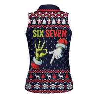 Grinch Hand Six Seven Xmas Women Sleeveless Polo Shirt Meme Gen Alpha Slang - Wonder Print Shop