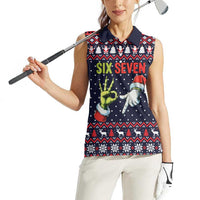 Grinch Hand Six Seven Xmas Women Sleeveless Polo Shirt Meme Gen Alpha Slang - Wonder Print Shop