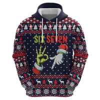 Grinch Hand Six Seven Xmas Zip Hoodie Meme Gen Alpha Slang - Wonder Print Shop