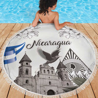 Nicaragua Leon Cathedral Beach Blanket Motmot with Plumeria Style - Wonder Print Shop