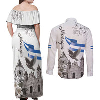 Nicaragua Leon Cathedral Couples Matching Off Shoulder Maxi Dress and Long Sleeve Button Shirt Motmot with Plumeria Style - Wonder Print Shop