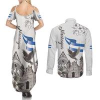Nicaragua Leon Cathedral Couples Matching Summer Maxi Dress and Long Sleeve Button Shirt Motmot with Plumeria Style - Wonder Print Shop