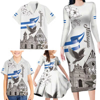 Nicaragua Leon Cathedral Family Matching Long Sleeve Bodycon Dress and Hawaiian Shirt Motmot with Plumeria Style - Wonder Print Shop