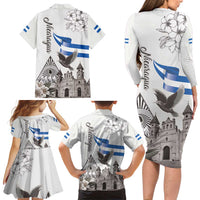 Nicaragua Leon Cathedral Family Matching Long Sleeve Bodycon Dress and Hawaiian Shirt Motmot with Plumeria Style - Wonder Print Shop