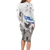 Nicaragua Leon Cathedral Long Sleeve Bodycon Dress Motmot with Plumeria Style - Wonder Print Shop