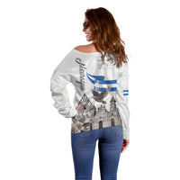 Nicaragua Leon Cathedral Off Shoulder Sweater Motmot with Plumeria Style - Wonder Print Shop