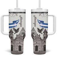 Nicaragua Leon Cathedral Tumbler With Handle Motmot with Plumeria Style - Wonder Print Shop