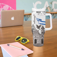 Nicaragua Leon Cathedral Tumbler With Handle Motmot with Plumeria Style - Wonder Print Shop