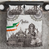 India Ganesha and Akshardham Bedding Set Lord Ganpati Lotus Flag Style - Wonder Print Shop