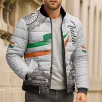 India Ganesha and Akshardham Bomber Puffer Jacket Lord Ganpati Lotus Flag Style - Wonder Print Shop