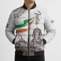 India Ganesha and Akshardham Bomber Puffer Jacket Lord Ganpati Lotus Flag Style - Wonder Print Shop