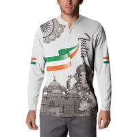 India Ganesha and Akshardham Button Sweatshirt Lord Ganpati Lotus Flag Style - Wonder Print Shop