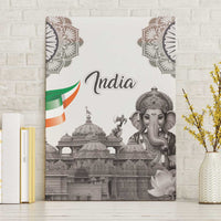 India Ganesha and Akshardham Canvas Wall Art Lord Ganpati Lotus Flag Style - Wonder Print Shop