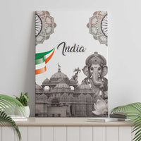 India Ganesha and Akshardham Canvas Wall Art Lord Ganpati Lotus Flag Style - Wonder Print Shop