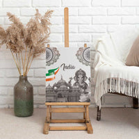 India Ganesha and Akshardham Canvas Wall Art Lord Ganpati Lotus Flag Style - Wonder Print Shop