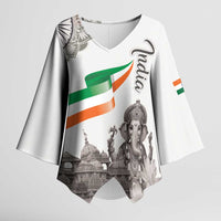 India Ganesha and Akshardham Kimono Sleeve Blouse Lord Ganpati Lotus Flag Style - Wonder Print Shop