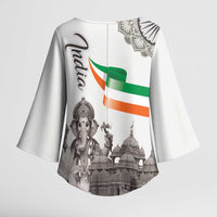 India Ganesha and Akshardham Kimono Sleeve Blouse Lord Ganpati Lotus Flag Style - Wonder Print Shop