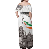 India Ganesha and Akshardham Off Shoulder Maxi Dress Lord Ganpati Lotus Flag Style - Wonder Print Shop