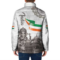 India Ganesha and Akshardham Padded Jacket Lord Ganpati Lotus Flag Style - Wonder Print Shop