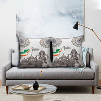 India Ganesha and Akshardham Pillow Cover Lord Ganpati Lotus Flag Style - Wonder Print Shop