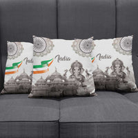 India Ganesha and Akshardham Pillow Cover Lord Ganpati Lotus Flag Style - Wonder Print Shop