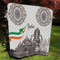 India Ganesha and Akshardham Quilt Lord Ganpati Lotus Flag Style - Wonder Print Shop
