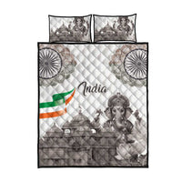 India Ganesha and Akshardham Quilt Bed Set Lord Ganpati Lotus Flag Style - Wonder Print Shop