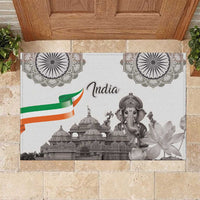 India Ganesha and Akshardham Rubber Doormat Lord Ganpati Lotus Flag Style - Wonder Print Shop