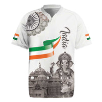 India Ganesha and Akshardham Rugby Jersey Lord Ganpati Lotus Flag Style - Wonder Print Shop