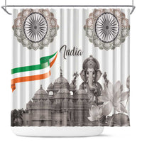 India Ganesha and Akshardham Shower Curtain Lord Ganpati Lotus Flag Style - Wonder Print Shop