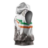 India Ganesha and Akshardham Sleeveless Hoodie Lord Ganpati Lotus Flag Style - Wonder Print Shop