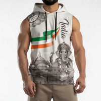 India Ganesha and Akshardham Sleeveless Hoodie Lord Ganpati Lotus Flag Style - Wonder Print Shop