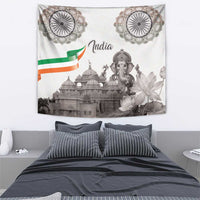India Ganesha and Akshardham Tapestry Lord Ganpati Lotus Flag Style - Wonder Print Shop