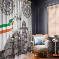 India Ganesha and Akshardham Window Curtain Lord Ganpati Lotus Flag Style - Wonder Print Shop