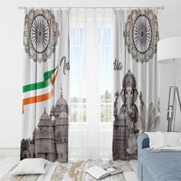 India Ganesha and Akshardham Window Curtain Lord Ganpati Lotus Flag Style - Wonder Print Shop